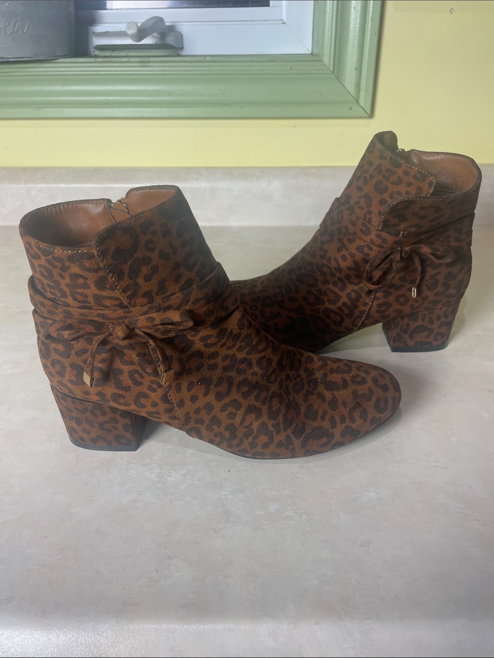 Lily Morgan Leopard Print Women's Ankle Boot Brown Size 8